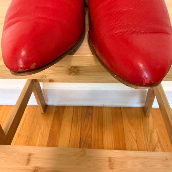 Bold Vintage 80s Red Leather & Suede Cuff Ankle Boots - Picture 9 of 11